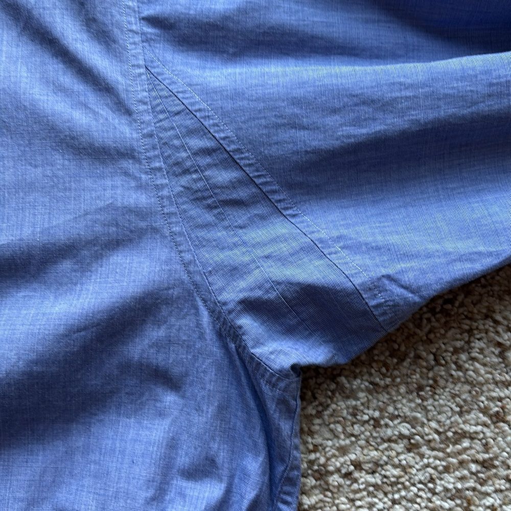 VTG Willis & Geiger Men’s Solid Blue Long Sleeve Button Down Shirt 17 XL - Picture 6 of 10